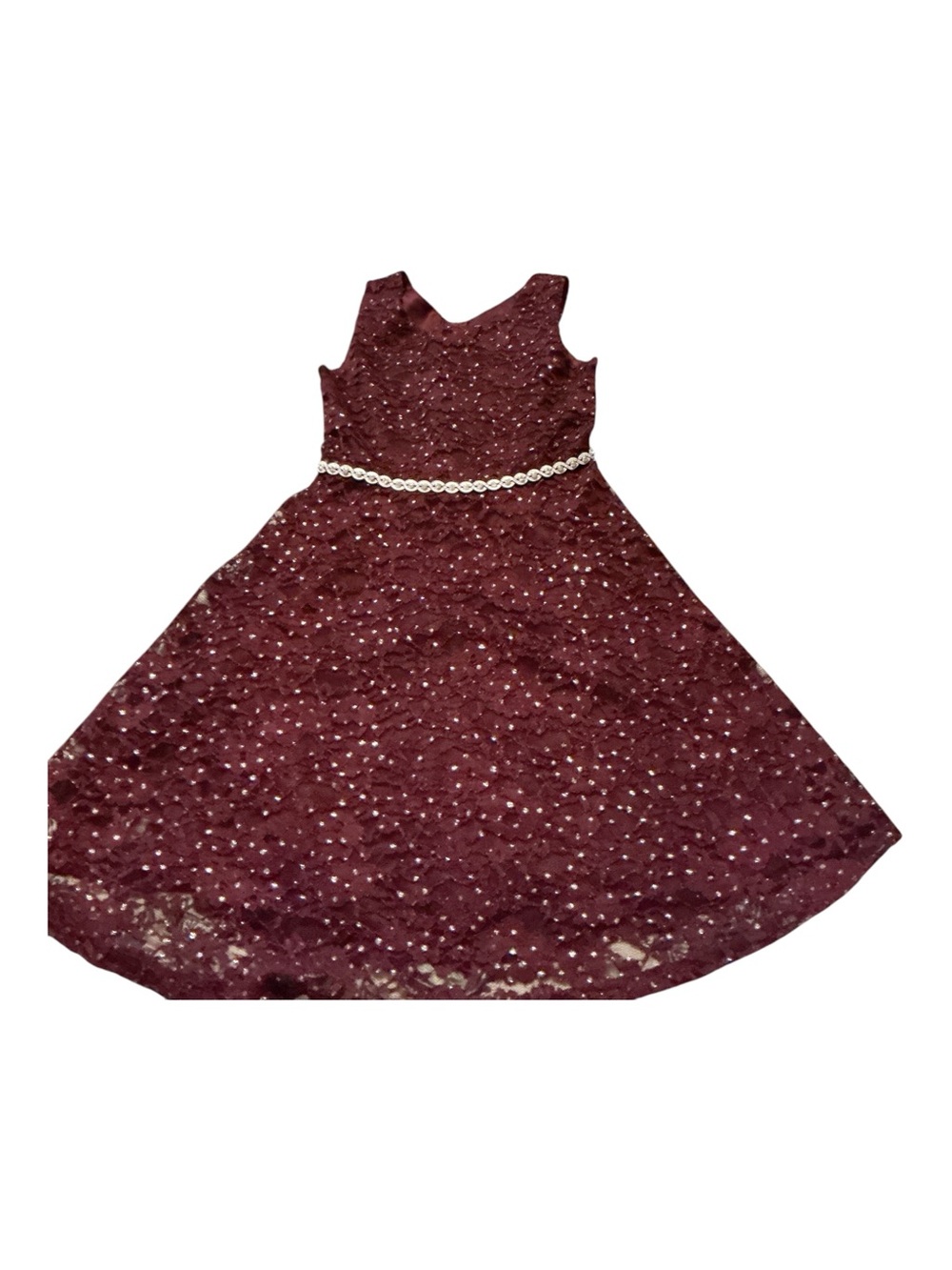 Girls' Sparkle Lace Party Dress in Burgundy